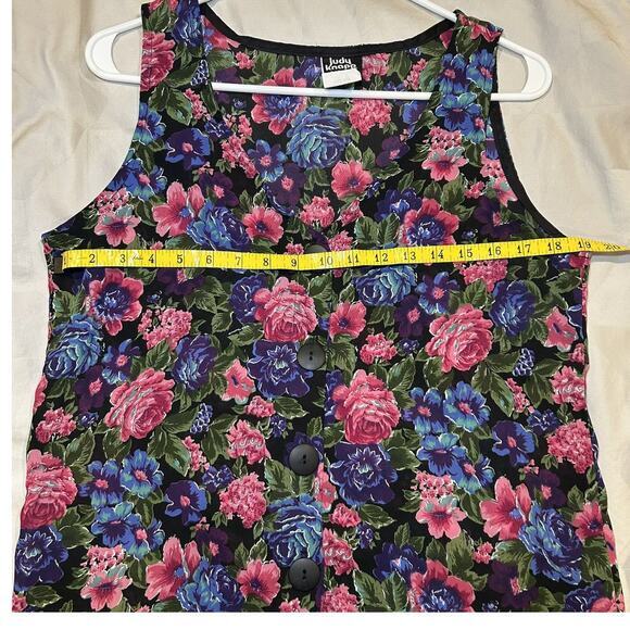 Vtg‎ Floral Button Front Top Judy Knapp Medium Summer Vacation Beachy Hawaiian - Picture 5 of 6